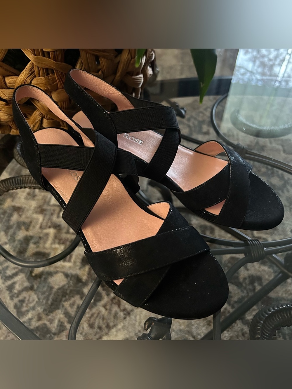 Taryn Rose Black Stretch Sandals